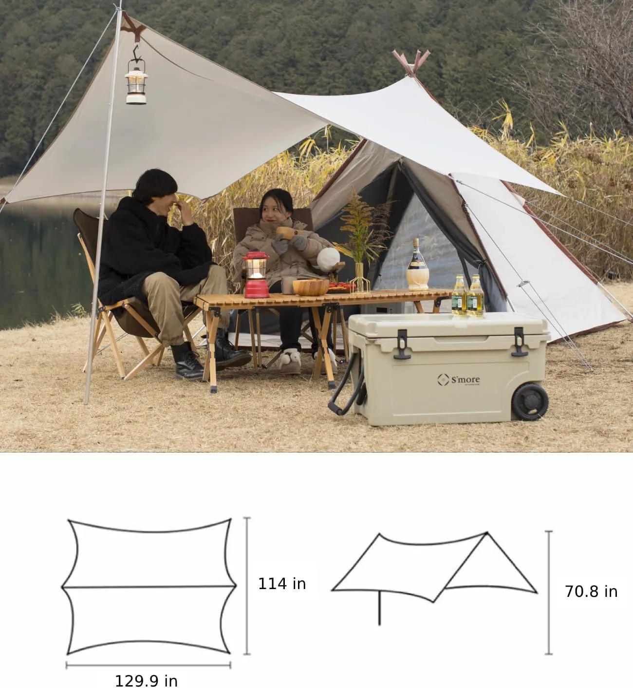 S'more A-Base Tent Tarp 330,Waterproof Camping Tarp for Camping Front Porch Awning Rain Fly Tarp for Camping Hiking and Outdoor Activities