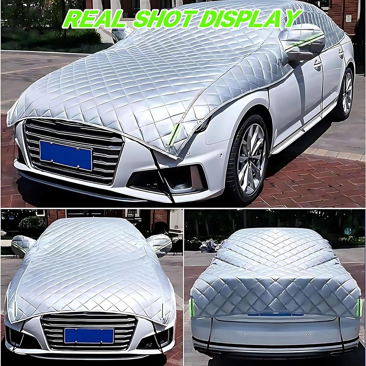 Snow Car Cover Compatible with Mercedes Benz GLS 580 2019-2023, Winter Snow Car Cover Waterproof All Weather Full Exterior Cover Outdoor with Lock/Door Zipper(Silver-semi)