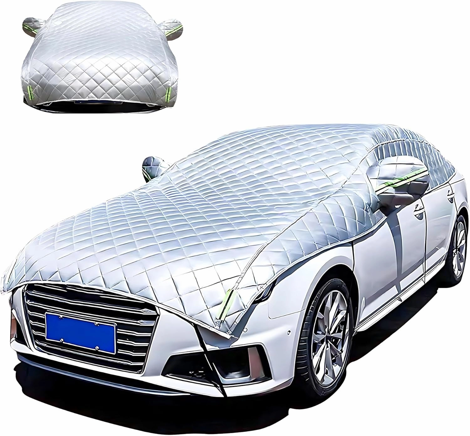 Snow Car Cover Compatible with Mercedes Benz GLS 580 2019-2023, Winter Snow Car Cover Waterproof All Weather Full Exterior Cover Outdoor with Lock/Door Zipper(Silver-semi)