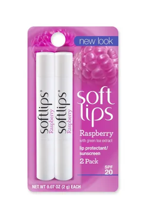 Softlips Lip Balm Protectant Value Pack, SPF 20, Raspberry, 0.07-Ounce Tubes ,Twin Pack (Pack of 6)