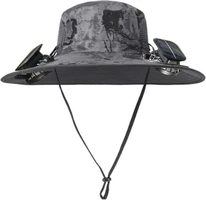 Solar Fan Hat,with 2 Solar Powered Fans,Outdoor Summer UV Hiking Camping Fishing Hat,Solar & USB Charging