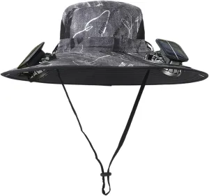 Solar Fan Hat,with 2 Solar Powered Fans,Outdoor Summer UV Hiking Camping Fishing Hat,Solar & USB Charging