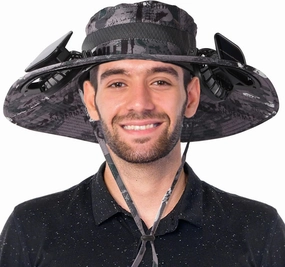 Solar Fan Hat, Wide Edge Outdoor Sun Hat with 2 Built-in Fans, UPF 50  Waterproof Outdoor Hiking Camping Fishing Hat