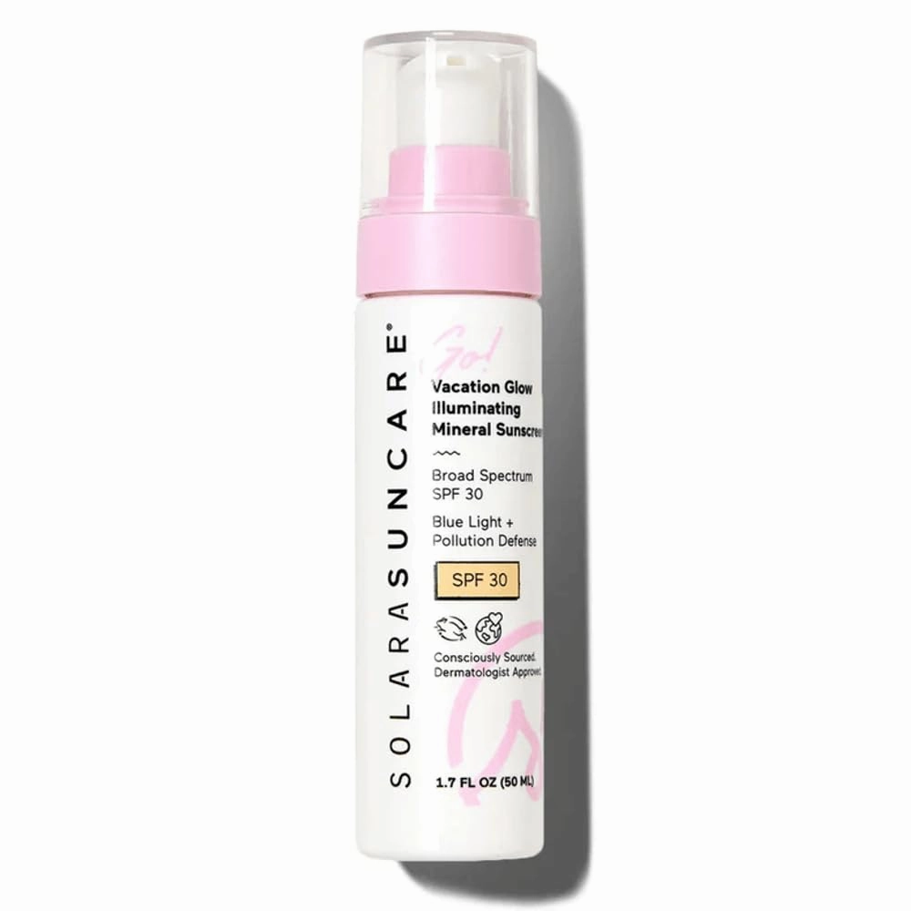 Solara Suncare - Go! Vacation Glow Illuminating Tinted Moisturizer, SPF 30 | EWG Verified, Vegan, Cruelty Free, Reef friendly | Unscented, Lightweight, Safe For Sensitive Skin (1.7 fl oz | 50 ml)
