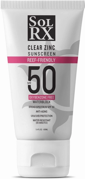 SolRX MINERAL  SPF 50 Sunscreen - Zinc Oxide Sunscreen, Water Resistant Sunscreen, Reef Safe Sunscreen, Broad Spectrum Sunscreen for Face and Body