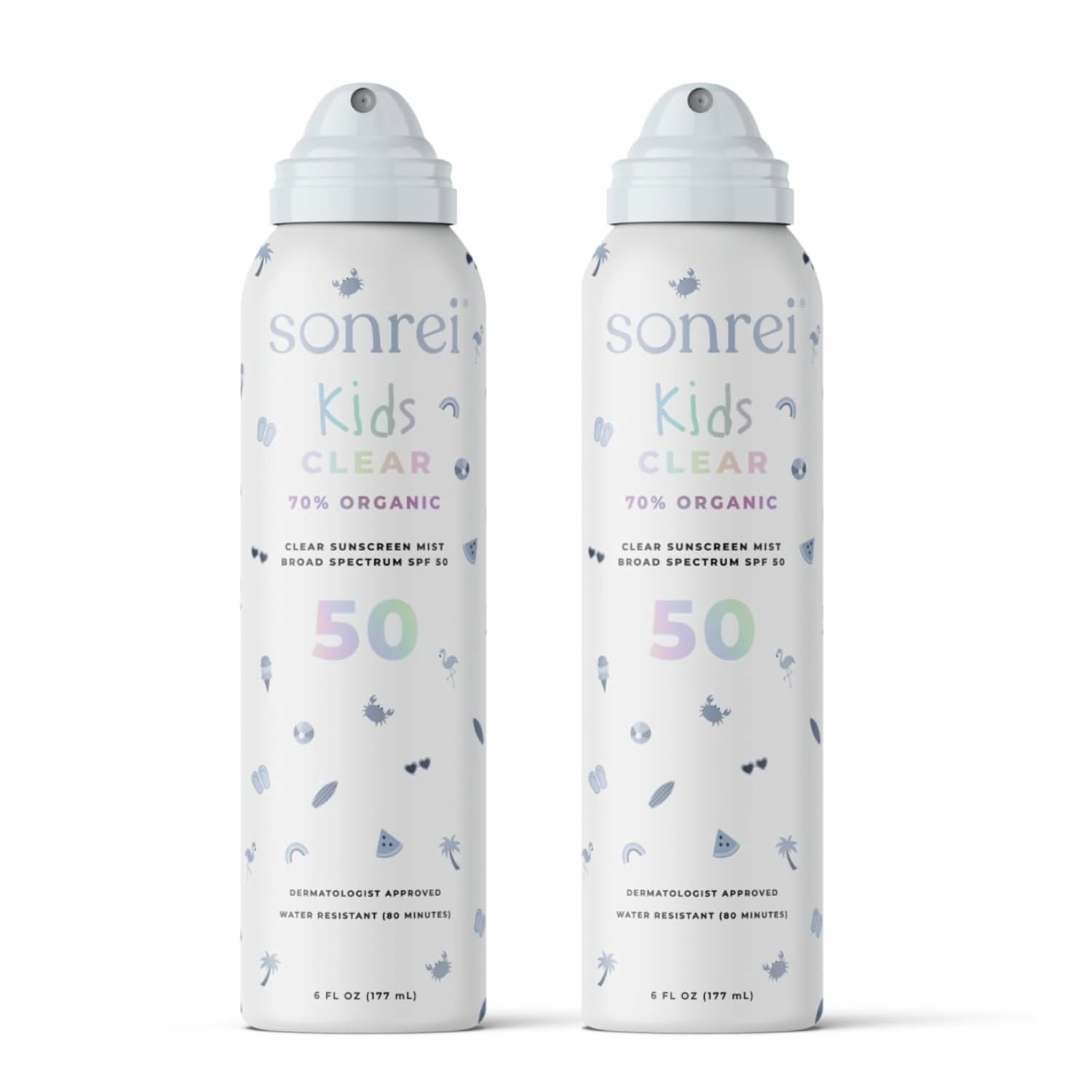 Sonrei Kids Clear Mineral Sunscreen Mist SPF 50 | Broad Spectrum, Water-Resistant | Vegan, Eco-friendly, 6 Fl Oz (2-Pack)