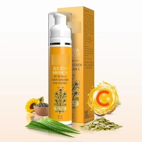 Soorya Kawach Spf 50 Pa      Serum Sunscreen With Vitamin C For All Skins Broad Spectrum Uva, Uvb & Blue Light Protection For Radiant & Glowy Skin 50 Ml