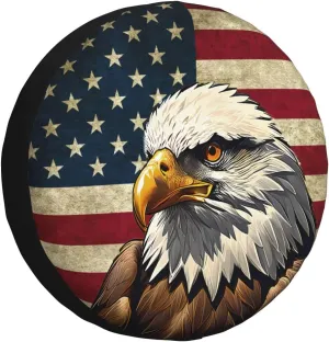 Spare Tire Cover Bald Eagle American Flag Tire Decorative Cover for Trucks,Trailers,Rvs,Suvs and Many Vehicles (14 inch)