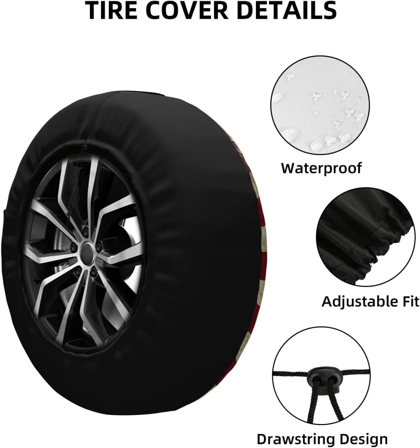 Spare Tire Cover Bald Eagle American Flag Tire Decorative Cover for Trucks,Trailers,Rvs,Suvs and Many Vehicles (14 inch)
