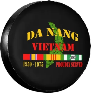Spare Tire Cover Da Nang Vietnam Veteran SUV Rv Tire Cover Dust-Proof for Camper Trailer Truck Travel Trailer Universal Accessories 17 Inch