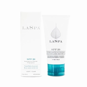 SPF20 Tinted Mineral Sunscreen by LASPA | Broad Spectrum UVA & UVB Protection | Non-Comedogenic & Fragrance-Free | Hypoallergenic | Matte Finish, 5 Shades For All Skin Tones (Light) 1.07oz