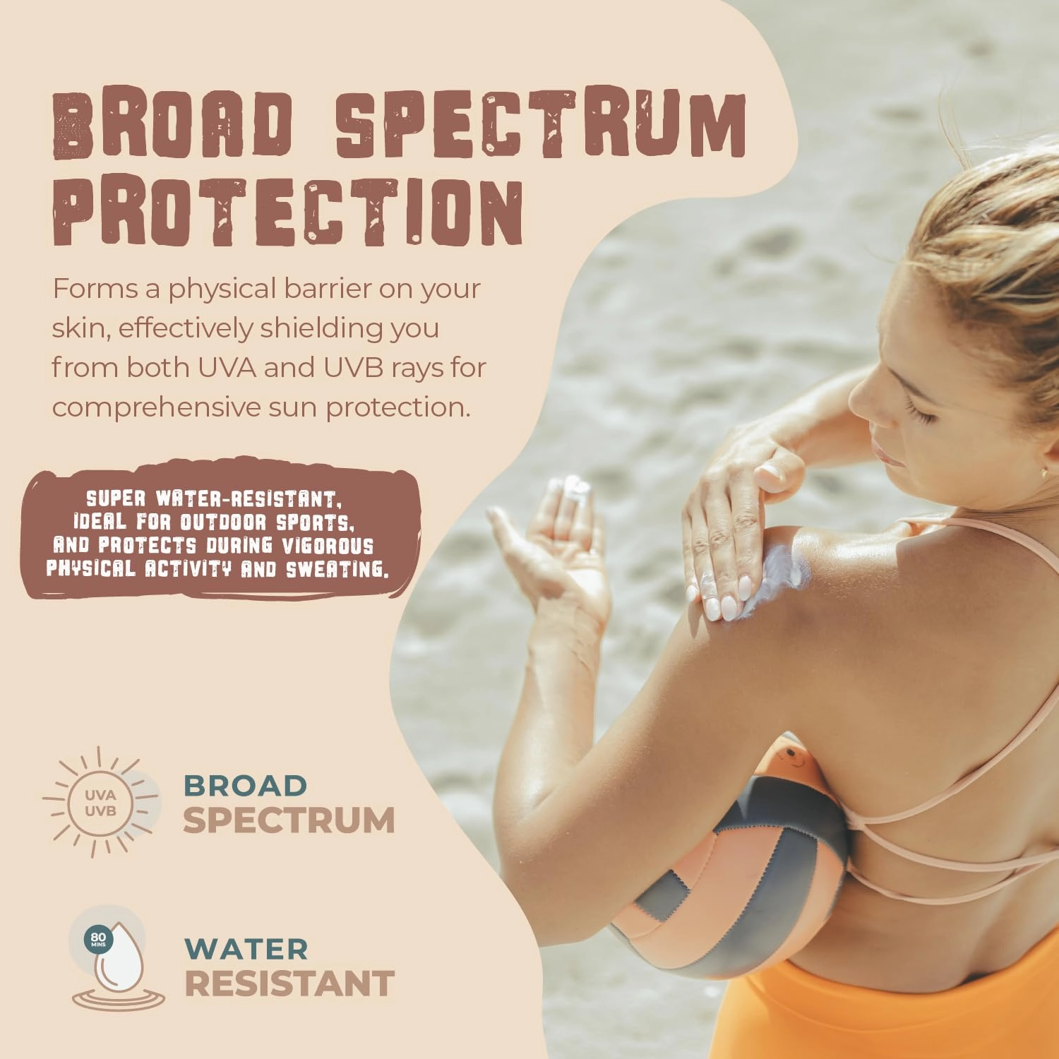 SPF 30 Reef Friendly Sport Mineral Sunscreen for Face & Body, Non-Nano Zinc Oxide, Natural Organic Non Toxic Mineral Based Coral Reef Safe Sunscreen, Travel Size, Biodegradable 2.5 Fl Oz