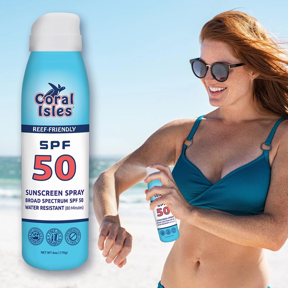 SPF 50 Sunscreen Spray - Hawaii Compliant as Reef Safe - Oxybenzone & Octinoxate Free - Broad Spectrum - Water Resistant, 6 Fl Oz (Pack of 2)