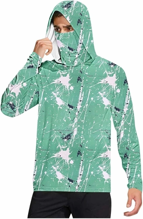 SPF Shirts for Men Long Sleeve Fishing UPF 50  UV Sun Protection Lightweight Hiking Hoodies with Hood Mask Rash Guard
