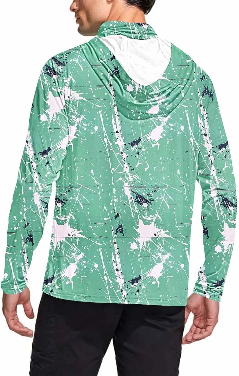 SPF Shirts for Men Long Sleeve Fishing UPF 50  UV Sun Protection Lightweight Hiking Hoodies with Hood Mask Rash Guard