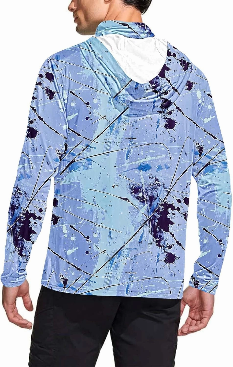 SPF Shirts for Men Long Sleeve Fishing UPF 50  UV Sun Protection Lightweight Hiking Hoodies with Hood Mask Rash Guard