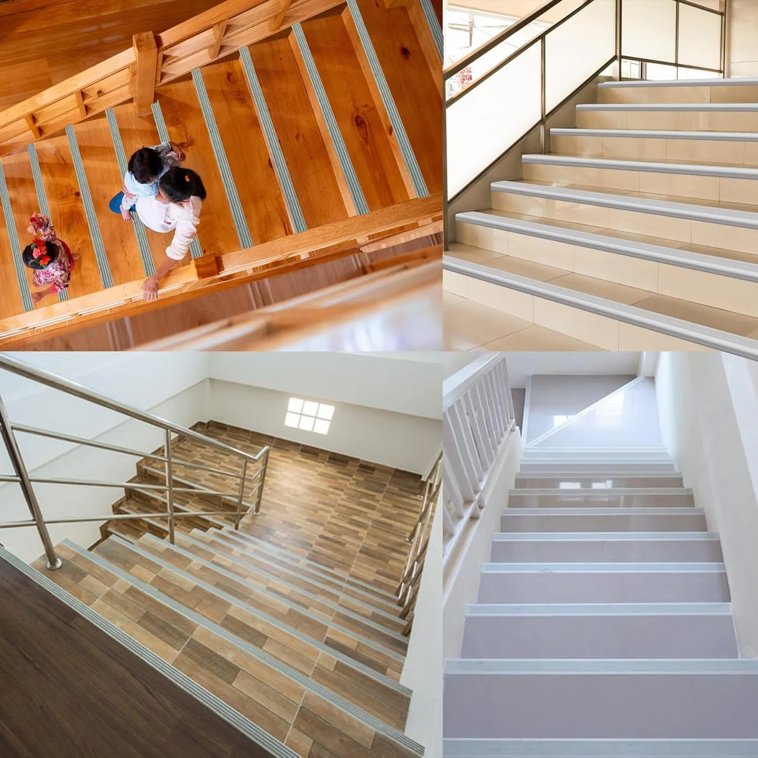 Stair Anti Slip Nosing, Self-Adhesive Vinyl Edging Strip, Flexible PVC Rubber Treads Edge Trim for Outdoor & Indoor Uses (32.8ft, Grey)