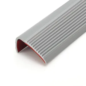 Stair Anti Slip Nosing, Self-Adhesive Vinyl Edging Strip, Flexible PVC Rubber Treads Edge Trim for Outdoor & Indoor Uses (32.8ft, Grey)