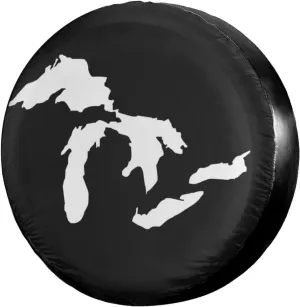 State of Michigan Great Lakes Spare Tire Cover Dust-Proof Wheel Tire Cover Fit Trailer, RV, SUV and Many Vehicle 15 Inch