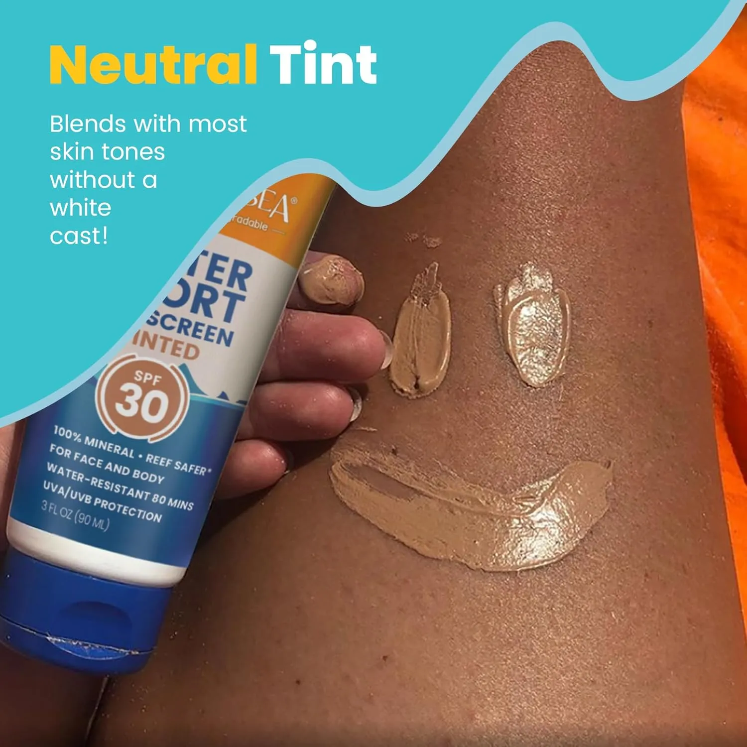 STREAM 2 SEA Tinted Sunscreen with SPF 30 All Natural, Biodegradable and Reef Safe| 3 Fl oz Non Greasy and Moisturizing Mineral Sunscreen For Face and Body Protection Against UVA and UVB