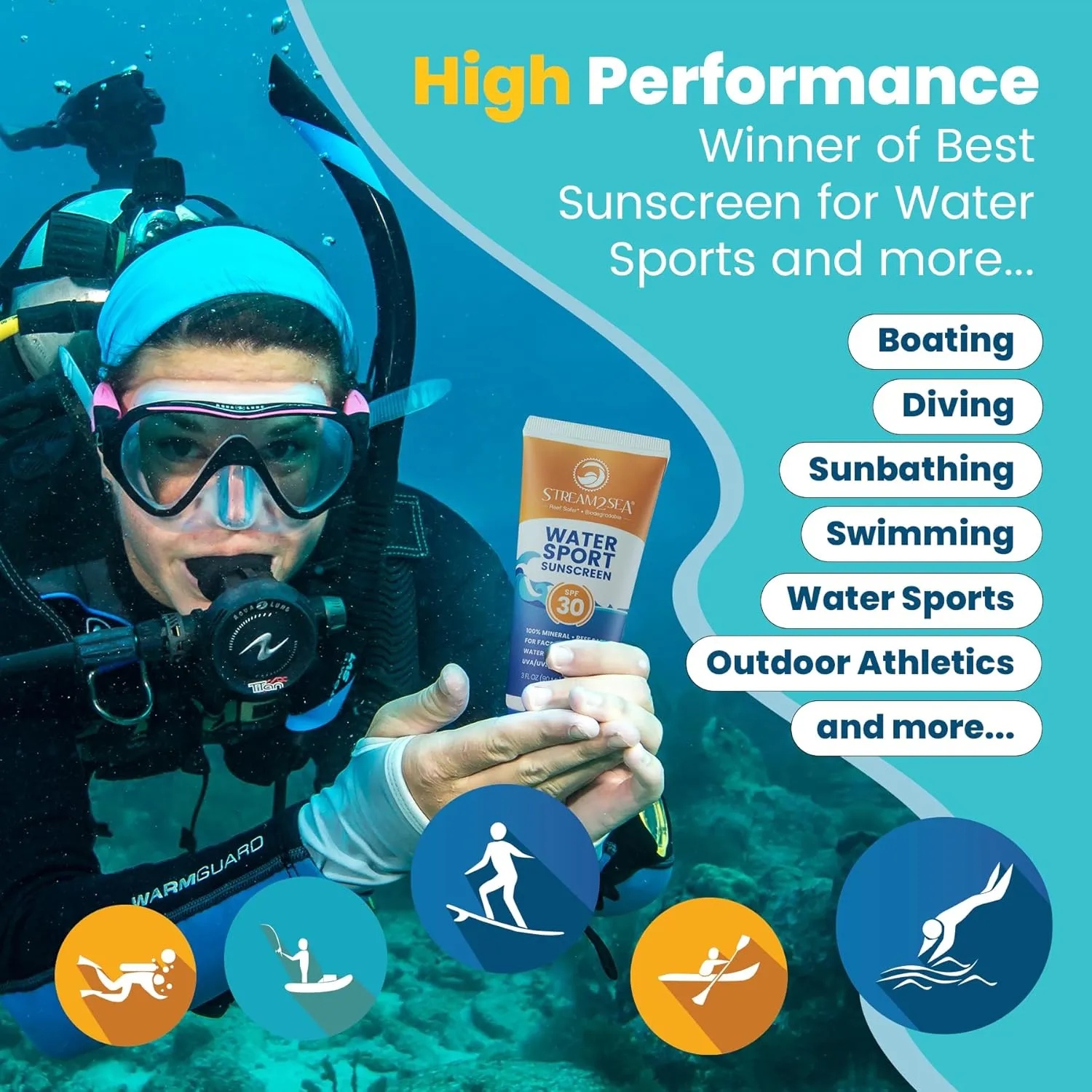 STREAM 2 SEA Tinted Sunscreen with SPF 30 All Natural, Biodegradable and Reef Safe| 3 Fl oz Non Greasy and Moisturizing Mineral Sunscreen For Face and Body Protection Against UVA and UVB
