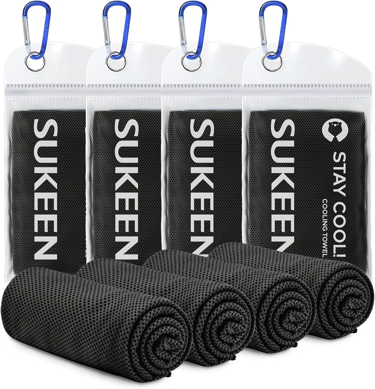 Sueken 4 Pack Cooling Towel - 40"x12", Soft Breathable Chilly Microfiber Towel for Yoga, Sports & More Activities