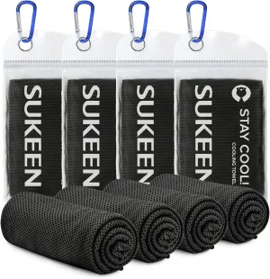 Sueken 4 Pack Cooling Towel - 40"x12", Soft Breathable Chilly Microfiber Towel for Yoga, Sports & More Activities