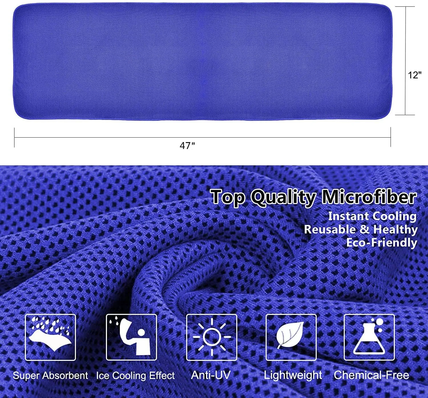 Sukeen [4 Pack] Cooling Towel (40"x12"), Ice Microfiber Chilly Towel for Yoga, Sport, Running, Gym, Workout, Camping, Fitness & More Activities