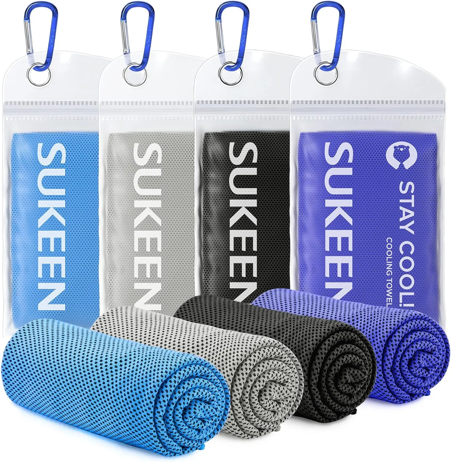 Sukeen [4 Pack] Cooling Towel (40"x12"),Ice Towel,Soft Breathable Chilly Towel,Microfiber Towel for Yoga,Sport,Running,Gym,Workout,Camping,Fitness,Workout & More Activities