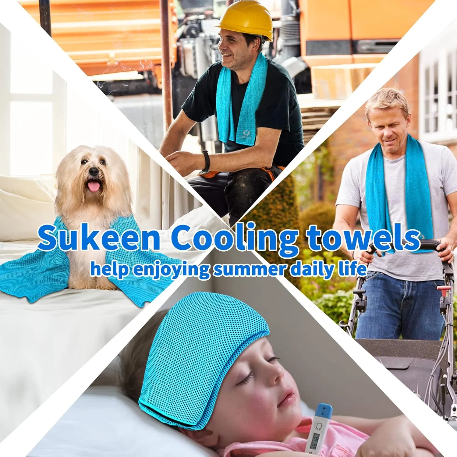 Sukeen Cooling Towel (40"x12") for Neck & Head - Soft Breathable Chilly Sweat Towel for Yoga, Golf, Gym, Camping, Running, Workout & More Activities