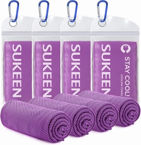 Sukeen 4 Pack Cooling Towels (40"x12") Cool Towel, Cold Towel, Microfiber Soft Breathable Chilly Ice Towel for Yoga,Sport,Running,Gym,Workout,Camping,Fitness,Workout & More Activities