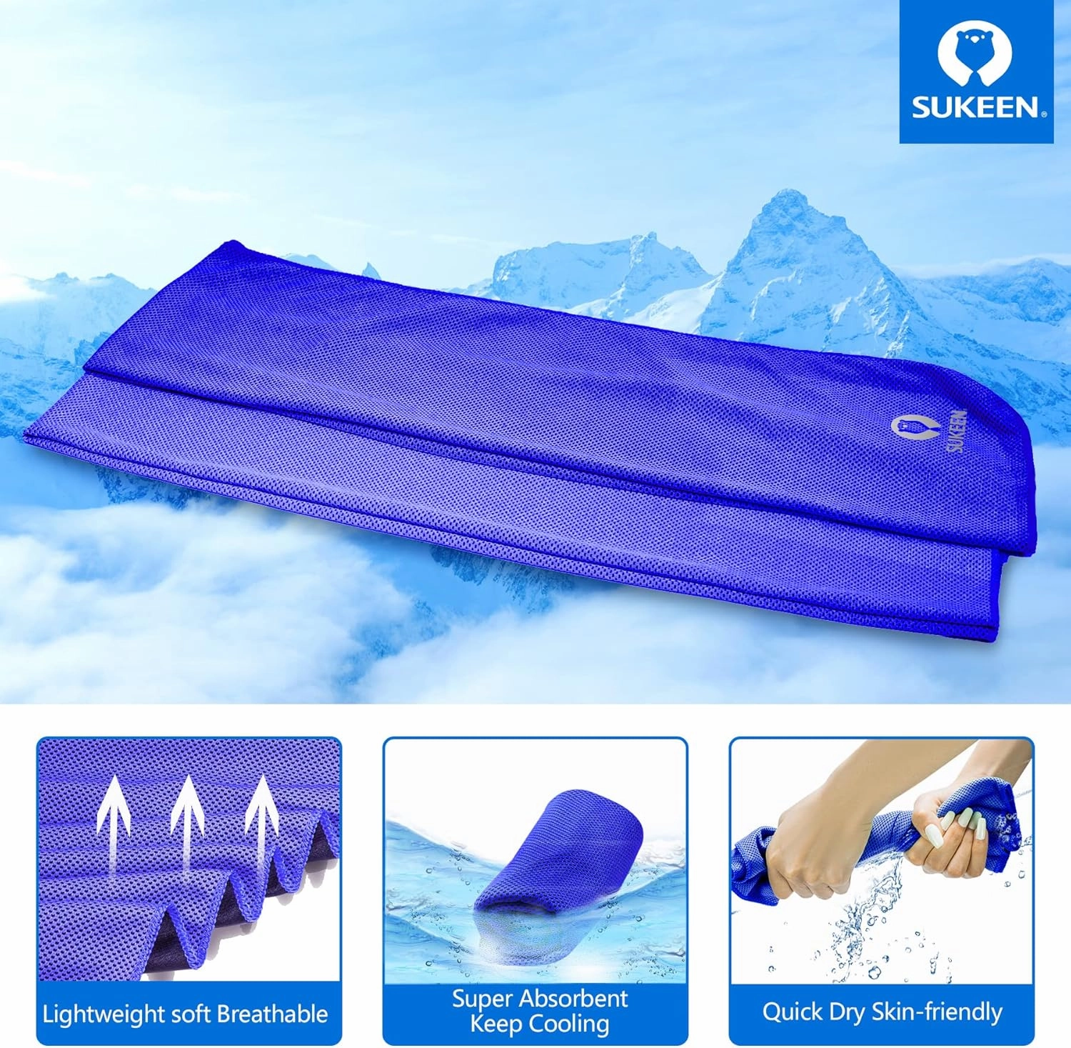 Sukeen Cooling Towel for Neck and Face(40"x12"),Soft Breathable Microfiber Ice Towel for Yoga,Sport,Running,Gym,Workout,Camping,Fitness,Workout & More Activities