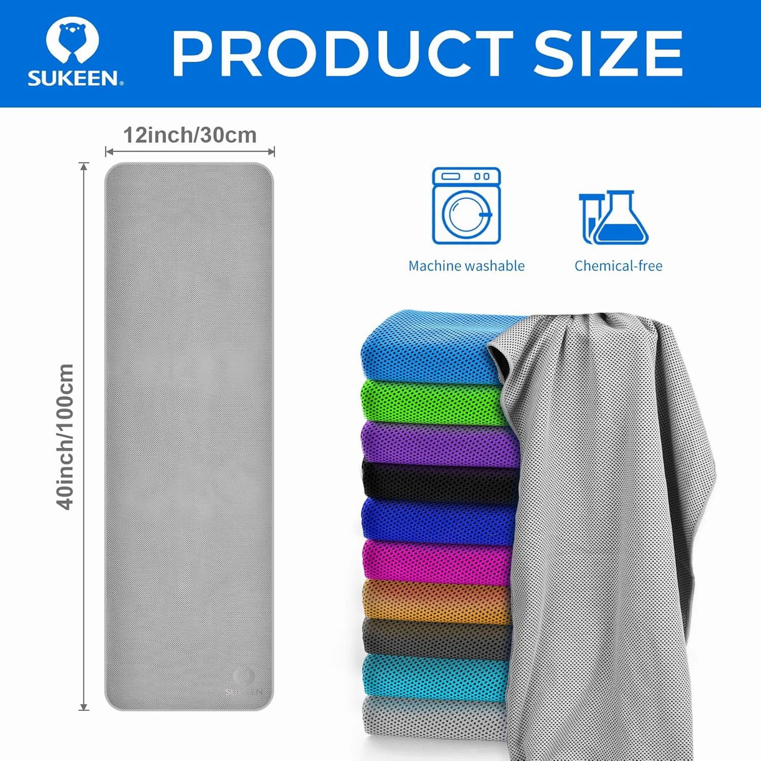 Sukeen Cooling Towel for Neck and Face(40"x12"),Soft Breathable Microfiber Ice Towel for Yoga,Sport,Running,Gym,Workout,Camping,Fitness,Workout & More Activities