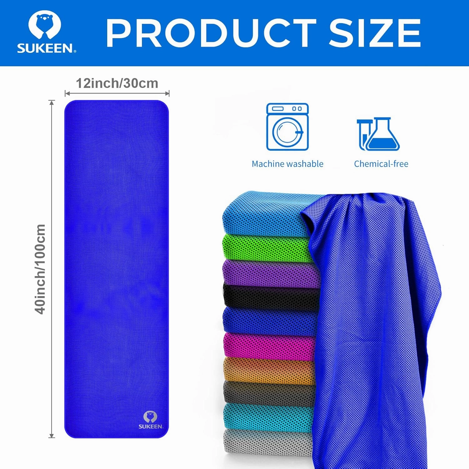 Sukeen Cooling Towel for Neck and Face(40"x12"),Soft Breathable Microfiber Ice Towel for Yoga,Sport,Running,Gym,Workout,Camping,Fitness,Workout & More Activities