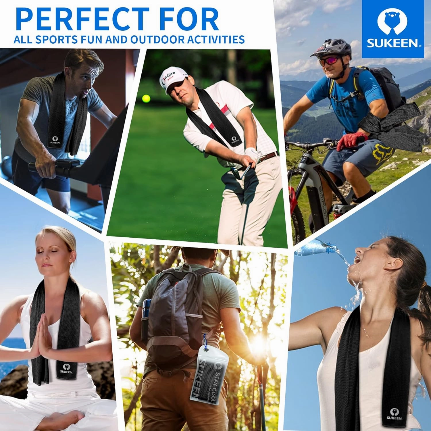 Sukkeen Chilly Towel(40"x12") for Neck & Head, Soft & Breathable - Cold Towel for Yoga, Golf, Gym & More