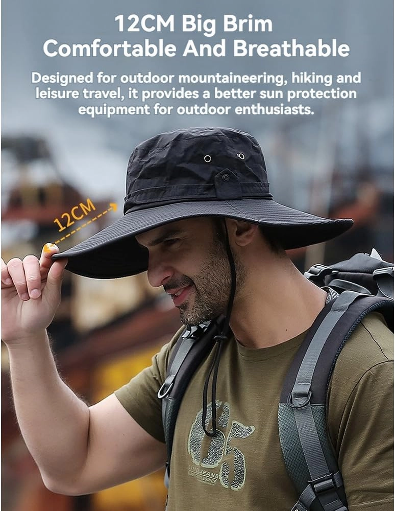 Summer Sun-Shading Fisherman's Hat UV-Proof Sun Hat Outdoor Waterproof Quick-Dry Fishing Boonie Hats for Men