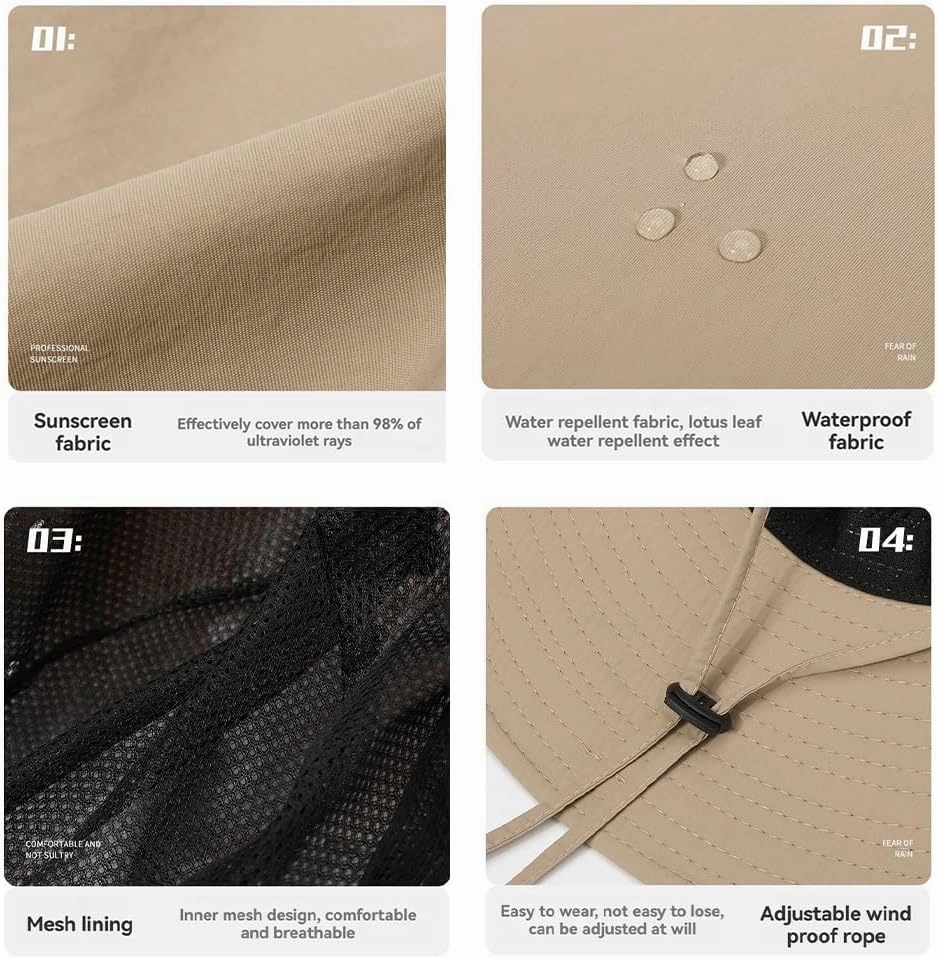 Summer Sun-Shading Fisherman's Hat UV-Proof Sun Hat Outdoor Waterproof Quick-Dry Fishing Boonie Hats for Men