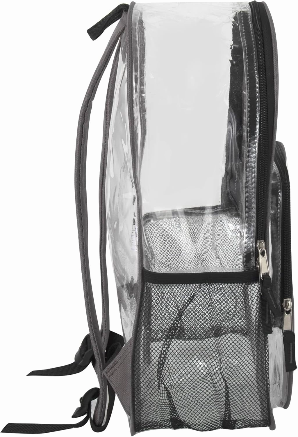 Summit Ridge Waterproof Clear Backpack with Water Bottle Holder Stadium Approved Heavy Duty Clear See Through Backpack (Grey)