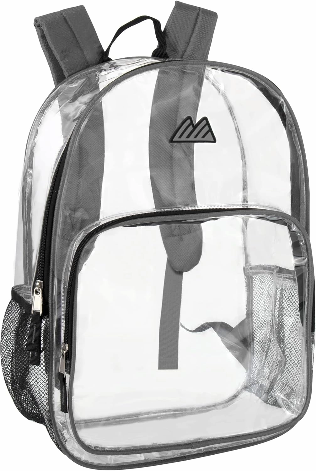 Summit Ridge Waterproof Clear Backpack with Water Bottle Holder Stadium Approved Heavy Duty Clear See Through Backpack (Grey)