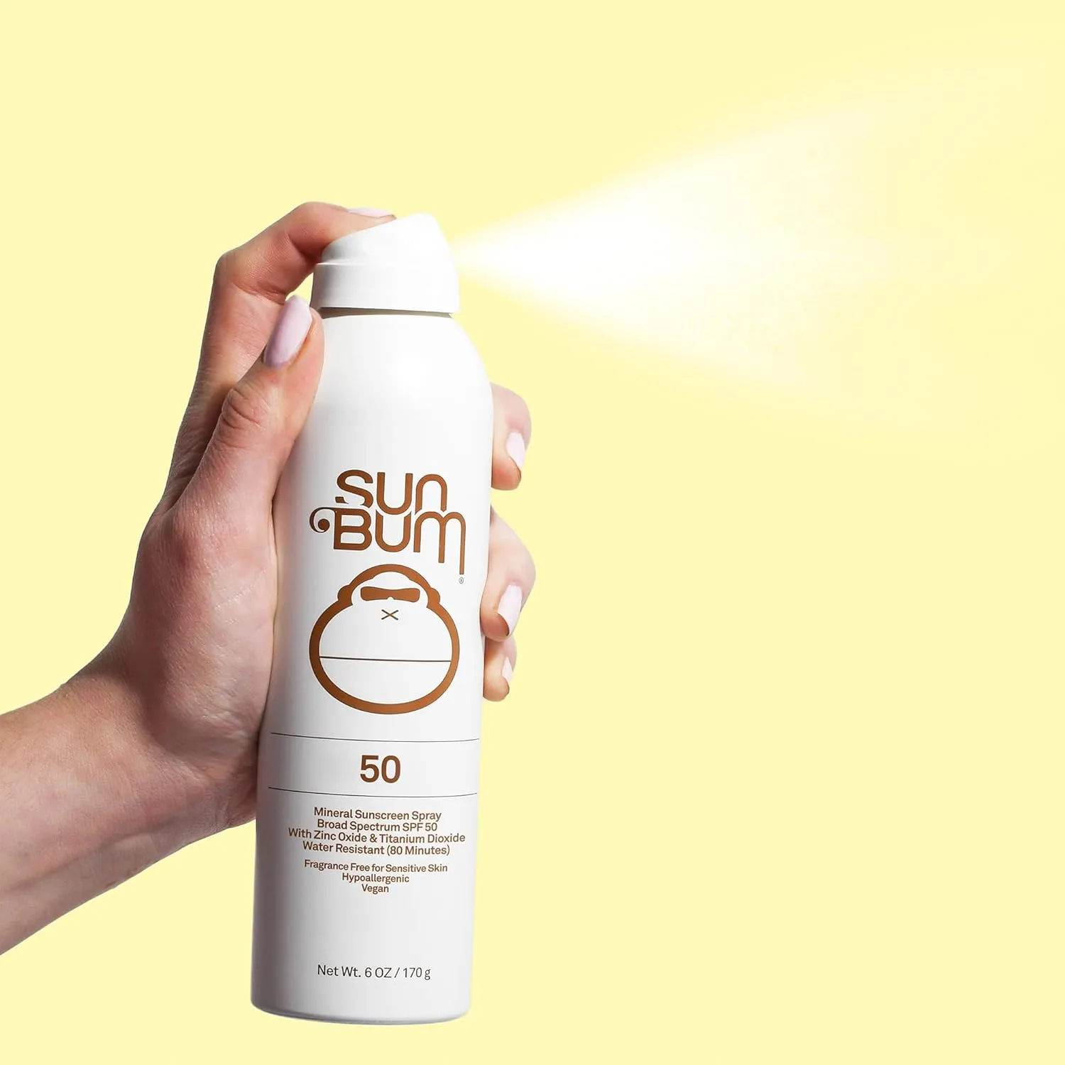 Sun Bum Mineral SPF 50 Sunscreen Body Spray - Water-Resistant Broad Spectrum Moisturizing Sunscreen with Vitamin E - Hawaii 104 Act Compliant (Made without Octinoxate & Oxybenzone) - 6 oz