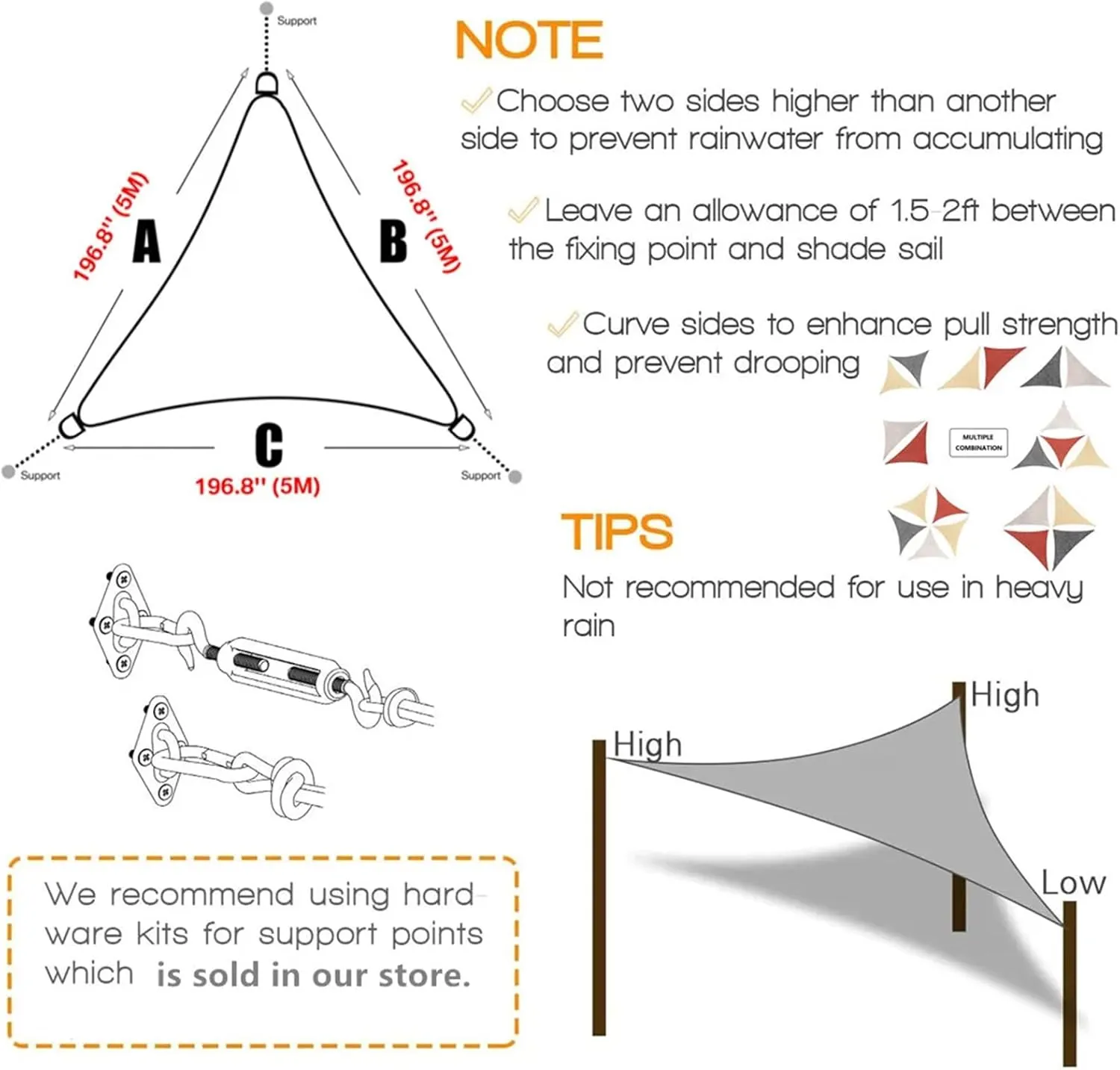 Sun Shade Sail Canopy Awning,Waterproof Outdoor Triangle Shade Canopy,Heavy Duty Durable Sun Shade Canopy for Patio Backyard Lawn Garden Outdoor Activities