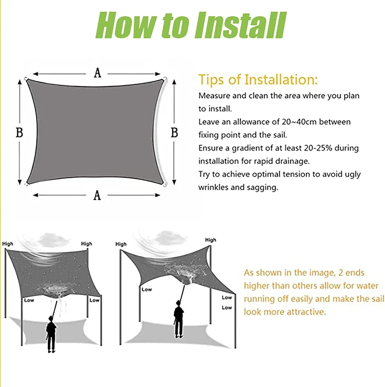 Sun Shade Sail Rectangular Waterproof 7x6ft, Sunshade Sail Canopy Rectangle, Sunshade Cloth Sunscreen Awning Canopy for Outdoor Patio and Garden, Yard Activities