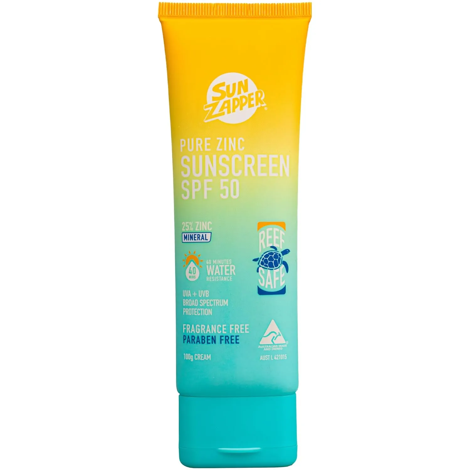 Sun Zapper Pure Zinc Mineral Sunscreen SPF 50 – Reef Safe, Water Resistant – 100g