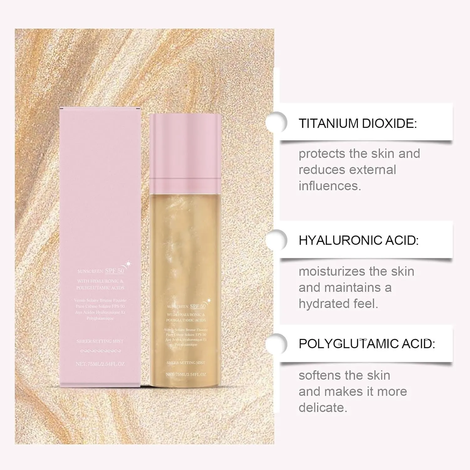 Sunglaze Sheer Setting Mist Sunscreen SPF 50, Broad Spectrum Shimmering Body Oil Mist, Hydrating Makeup-Friendly Glow Spray, Reef-Safe, Non-Greasy & Fast-Absorbing for Face & Body (2)