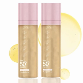 Sunglaze Sheer Setting Mist Sunscreen Spf 50,Broad Spectrum Shimmering Body Oil Mist,Deeply Hydrating Makeup-Friendly Glow Setting Spray, Long Lasting & Non-Greasy,Melon Scent,2.53 Fl Oz (2)