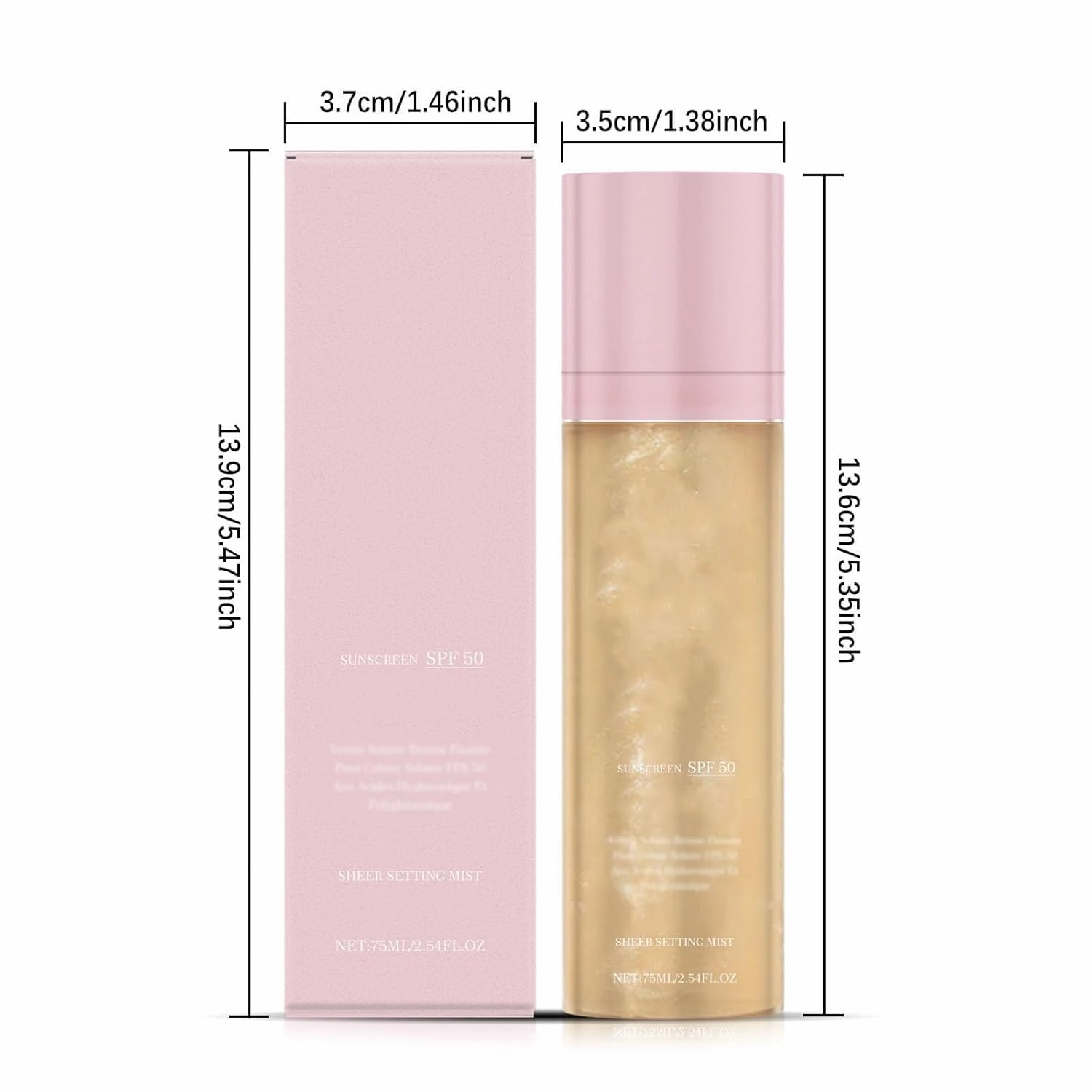 Sunglaze Sheer Setting Sunscreen SPF 50, Broad Spectrum Water-Resistant Face and Body Spray, Makeup-Friendly Shimmering Hydrating Body Oil Mist, Fast Absorption Non Greasy Formula (2)