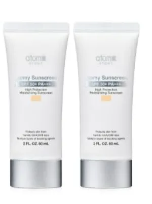 Sunscreen (Beige, White) SPF 50  PA   , High Protection Moisturizing sun Cream 2 fl.oz.(60ml) x 2pack (Beige)