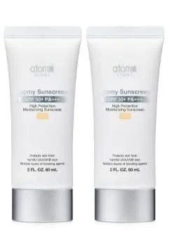 Sunscreen (Beige, White) SPF 50  PA   , High Protection Moisturizing sun Cream 2 fl.oz.(60ml) x 2pack (Beige)