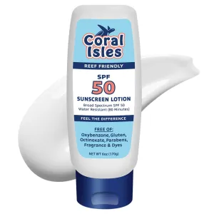 Sunscreen SPF 50 | Hawaii Compliant as Reef Safe | Octinoxate & Oxybenzone Free | Broad Spectrum UVA/UVB Protection | Water Resistant 80 Min. | Fragrance Free | 6 Fl Oz Lotion