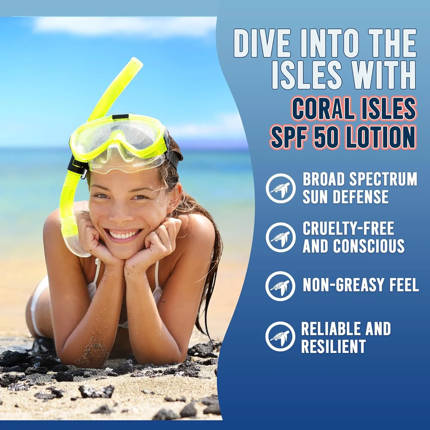 Sunscreen SPF 50 | Hawaii Compliant as Reef Safe | Octinoxate & Oxybenzone Free | Broad Spectrum UVA/UVB Protection | Water Resistant 80 Min. | Fragrance Free | 6 Fl Oz Lotion